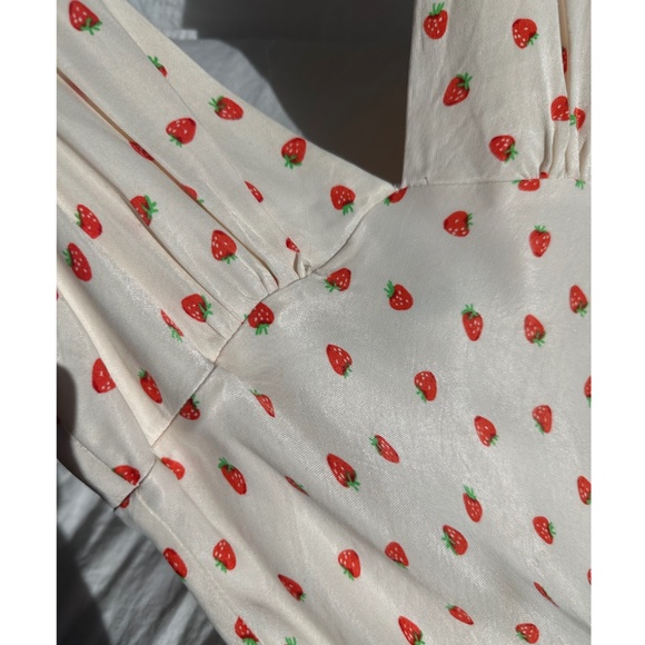 Zara Dresses Small Zara Strawberry Print Satin Effect Mini Dress